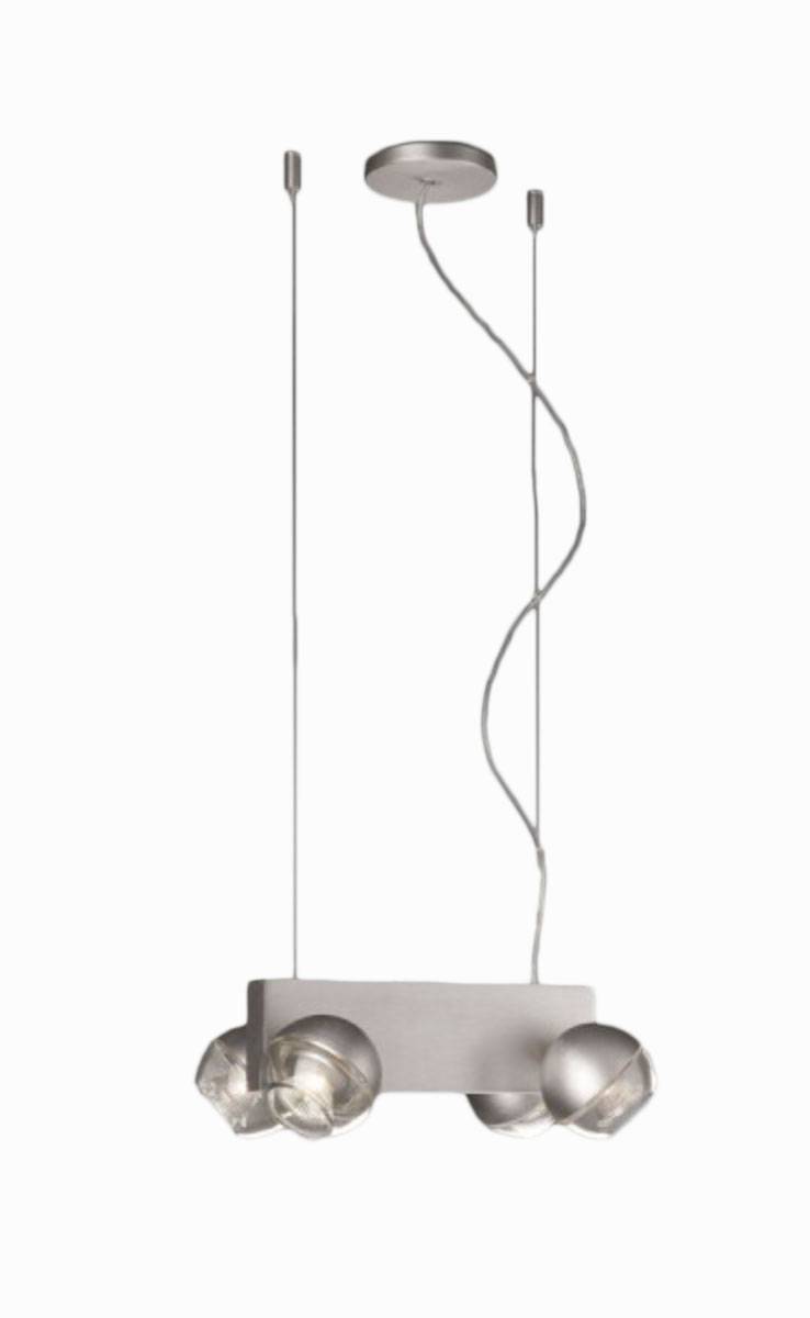 TopSelection Halogen 4er Spotpendel Perla Aluminium Glas Zimmerleuchte