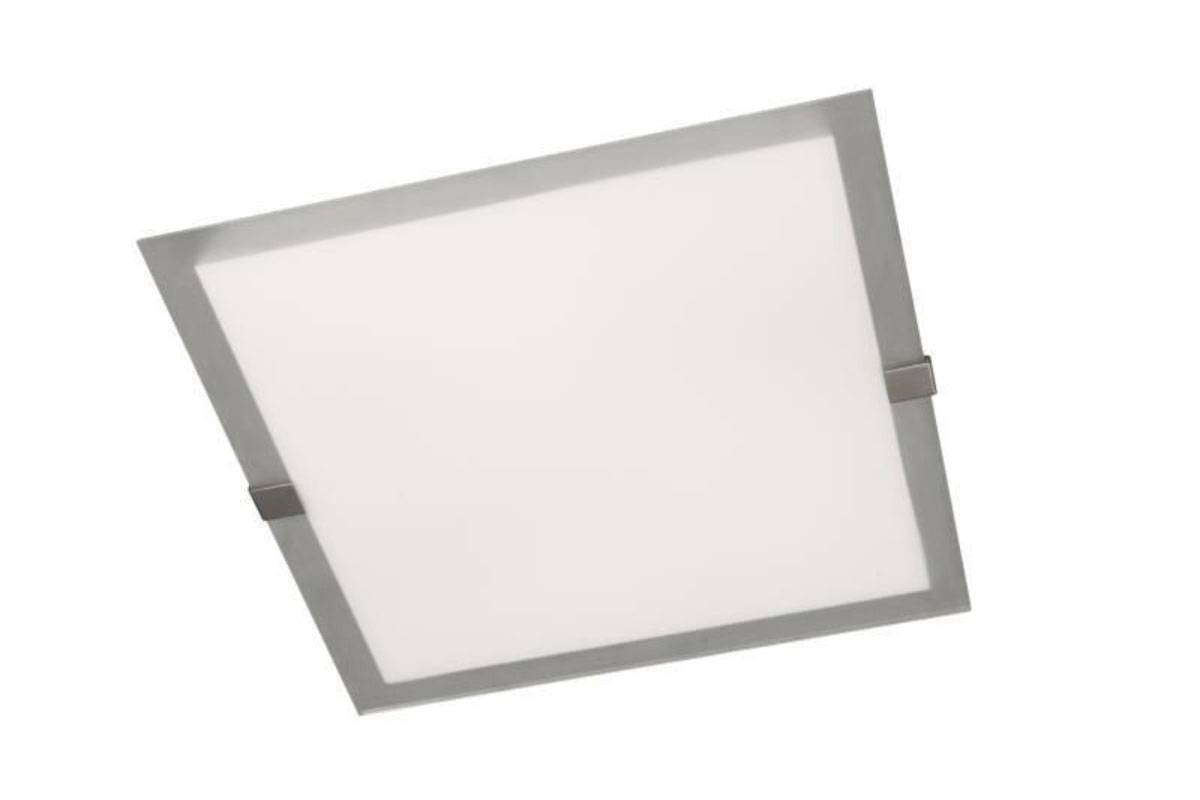 Große Energiespar Deckenleuchte 3 Flammig 55 x 55cm Glas Silber