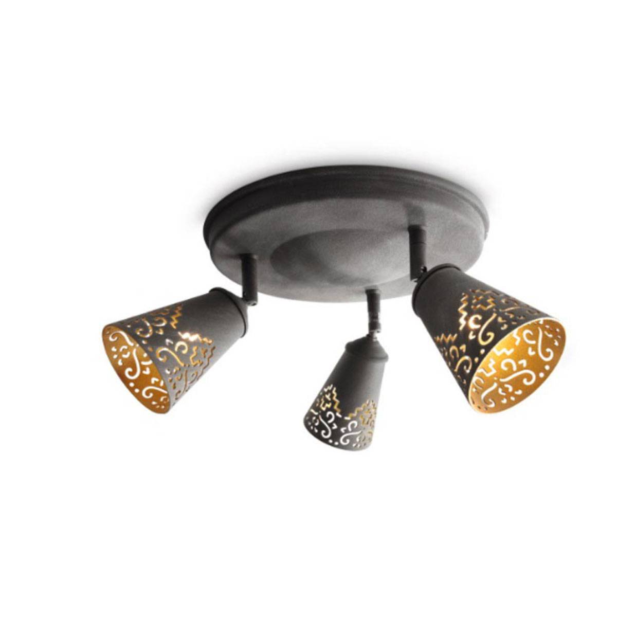 Massive Chimo 3er Spotrondell Halogen Deckenleuchte 3x G9 schwarz gold 380lm