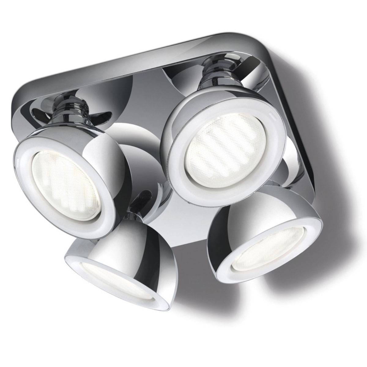 Energiespar Spotquardrat 4-flg. Deckenleuchte Chrom 25x25cm
