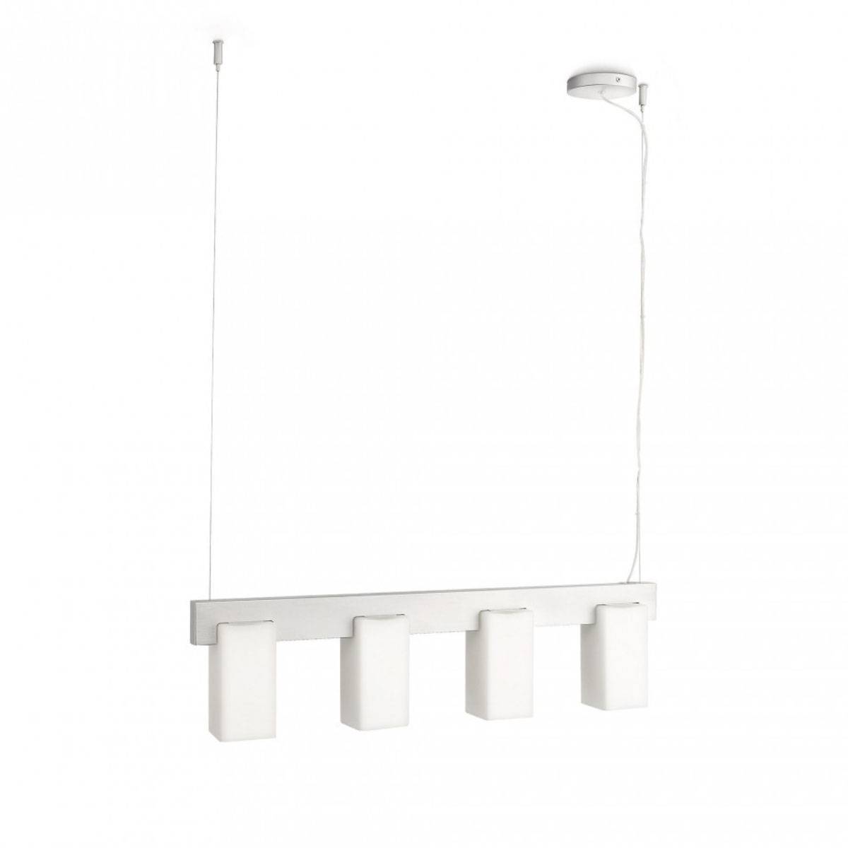 Pendelleuchte 4 Flammig Aluminium Glas 74cm inkl. Leuchtmittel