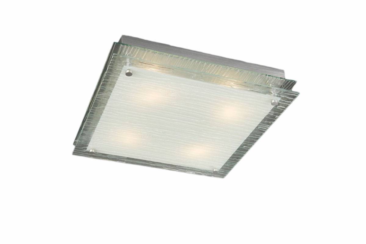 TopSelection Deckenleuchte 4x G9 Quadratisch Deckenlampe Halogen Milchglas