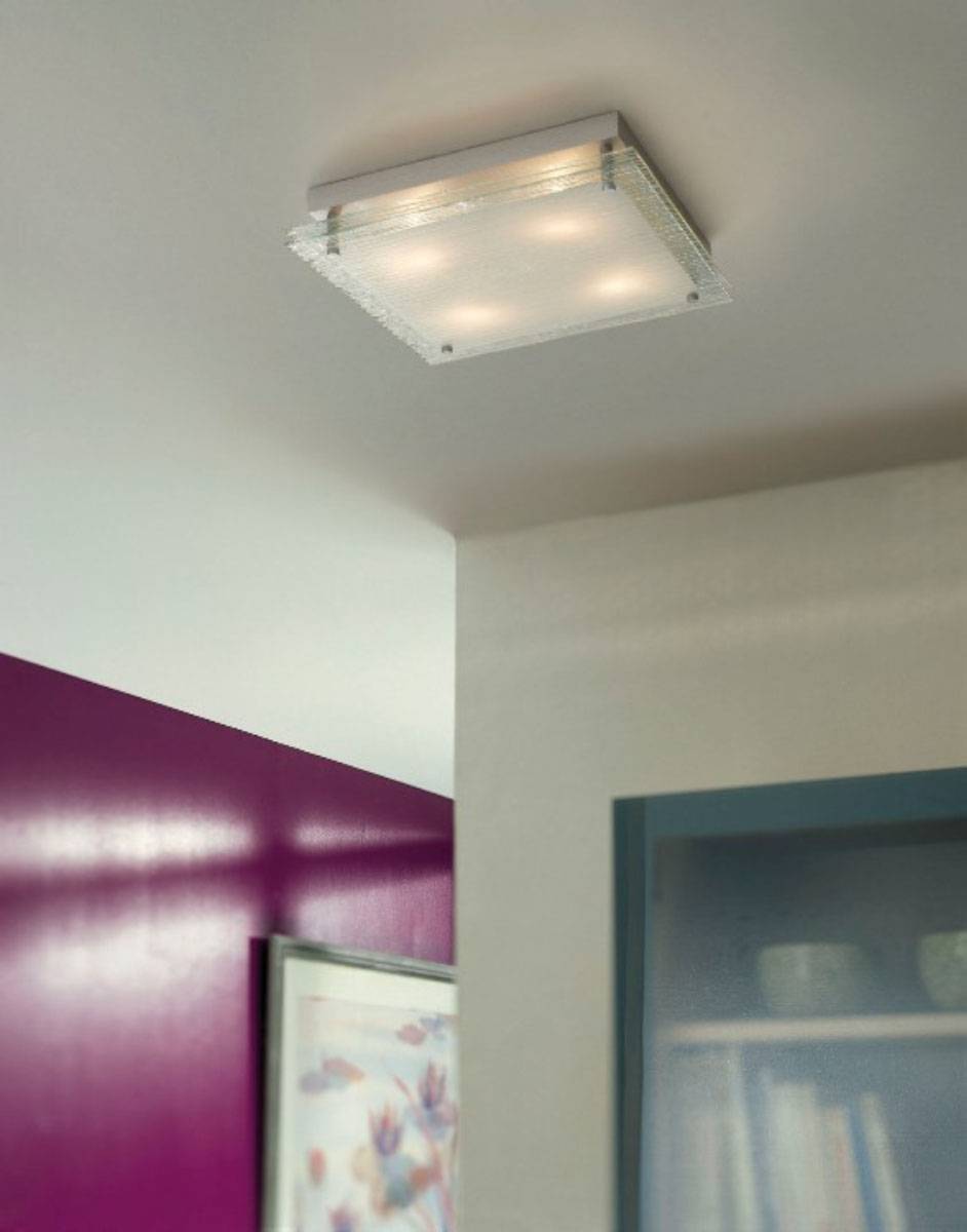 TopSelection Deckenleuchte 4x G9 Quadratisch Deckenlampe Halogen Milchglas