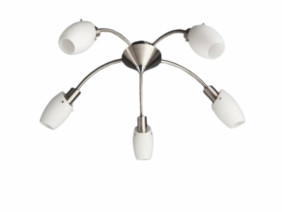 Deckenleuchte 5 Flammig Ø 66cm Glas Stahl gebürstet