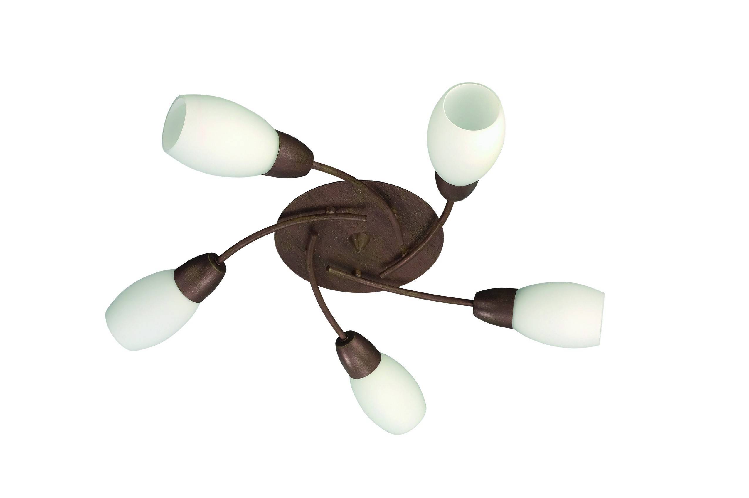Deckenleuchte Energiespar 5 Flammig Braun Glas Ø 54cm