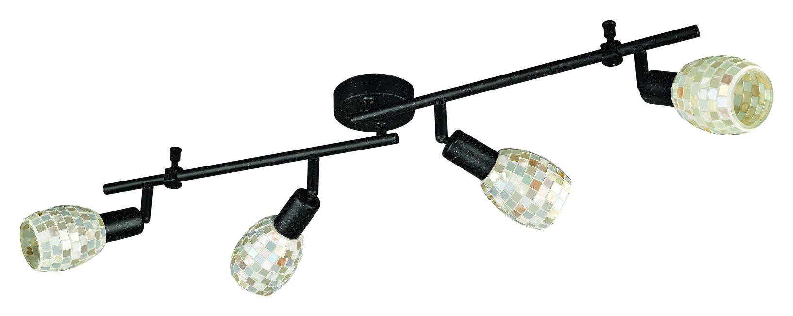 Deckenleuchte Spot 4 Flammig Leuchte Rustikal Rostbraun Glas