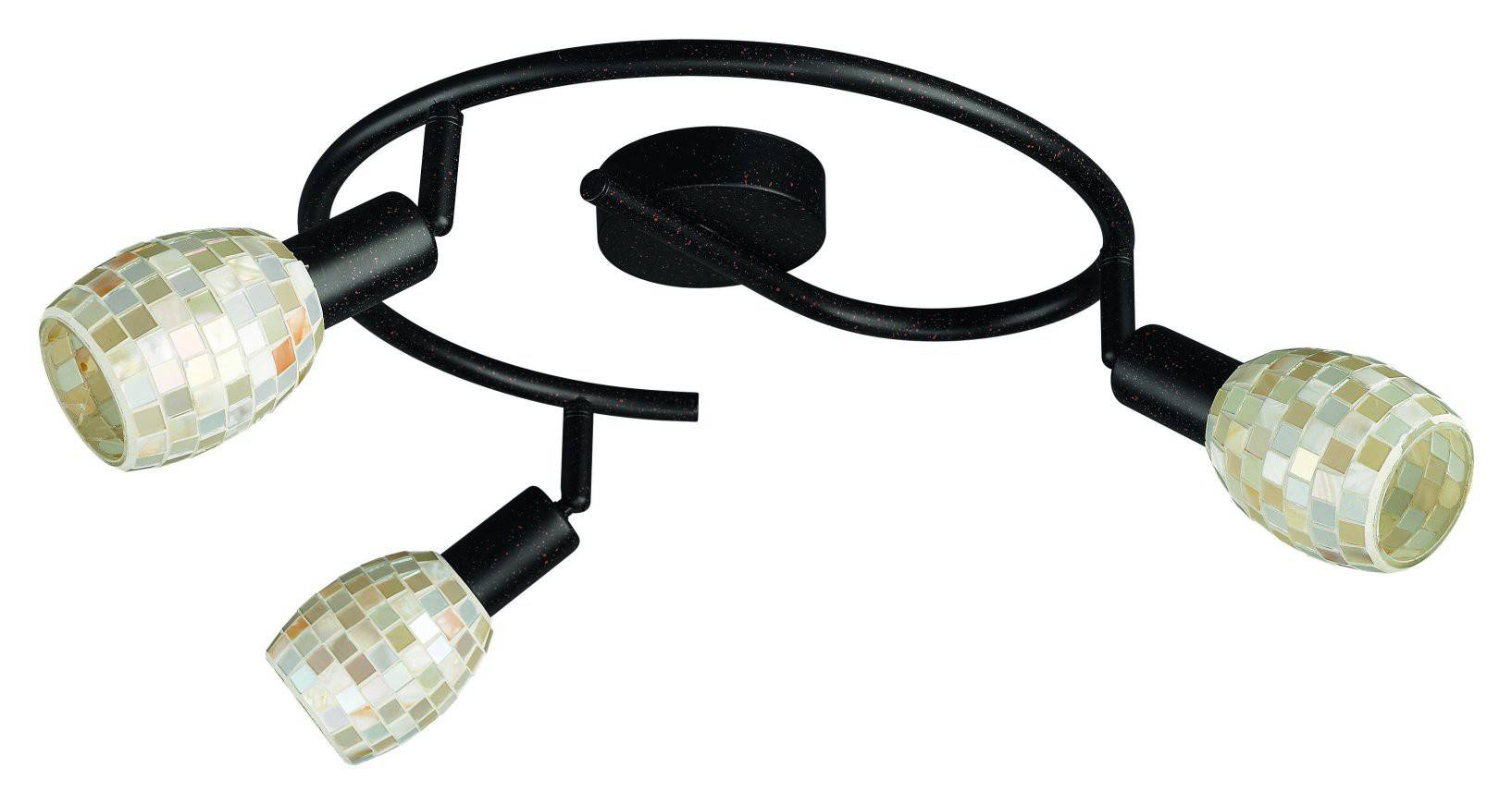 Deckenleuchte Rustikal Rostbraun Glas 3 Flammig Ø 33cm