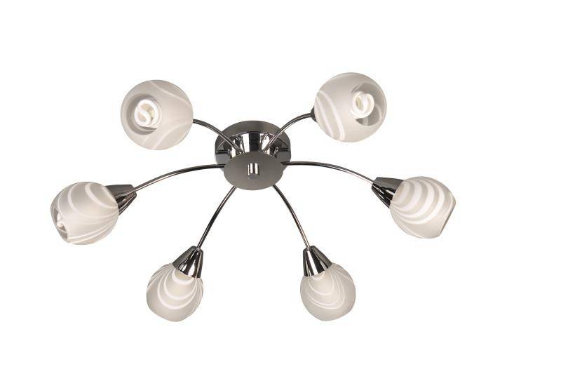 Massive Gratianus Energiespar Deckenleuchte 6x E14 Warmweiß Chrom Glas Lampe