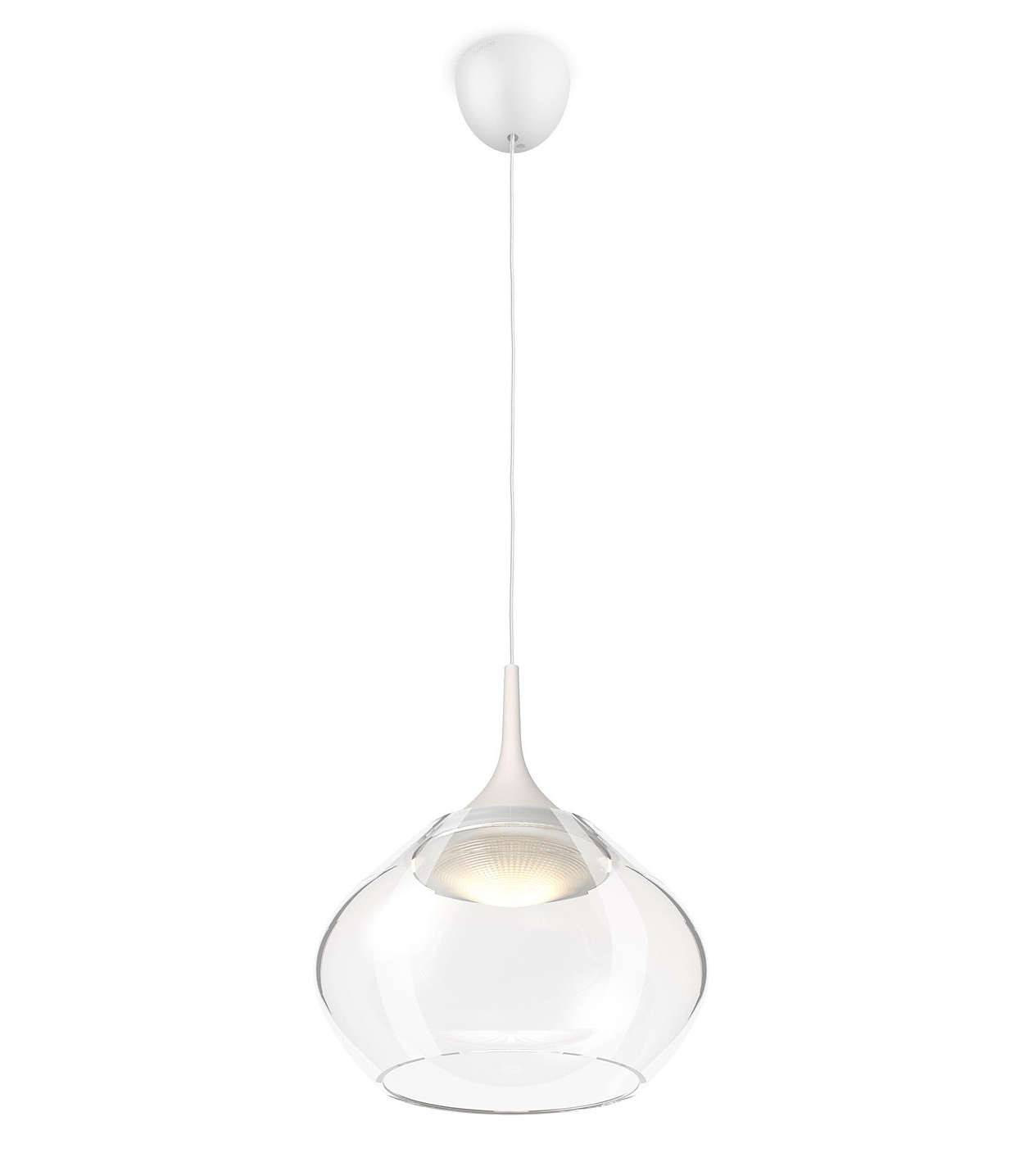 Philips LED Pendelleuchte Canto Glas Weiss Hängeleuchte Ø23cm 430lm