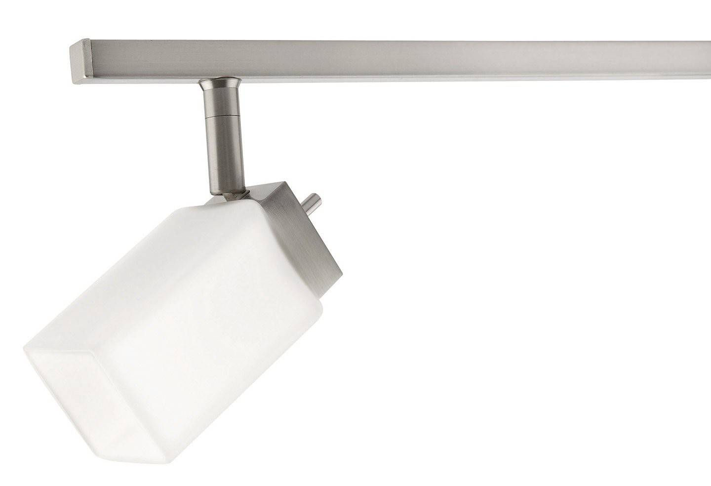 Spotleiste Modern Halogen Deckenleuchte Glas 4 Flammig Stahl gebürstet