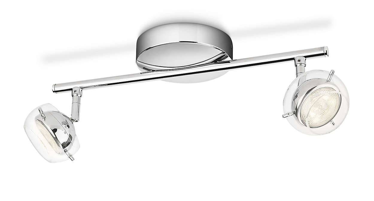 Philips LED Deckenleuchte Cypress 2x 3W LED 330lm Metall Chrom 35cm click!FIX