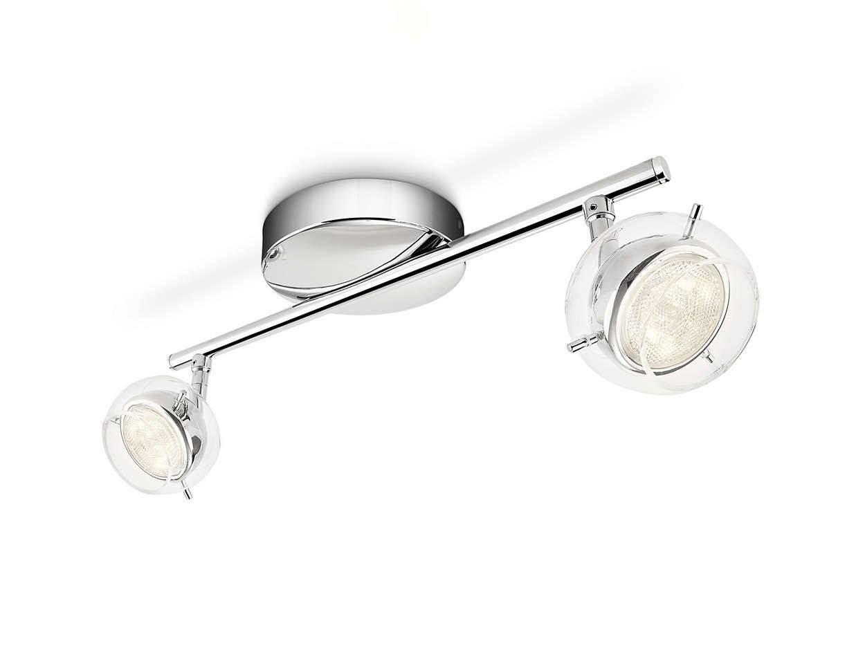 Philips LED Deckenleuchte Cypress 2x 3W LED 330lm Metall Chrom 35cm click!FIX