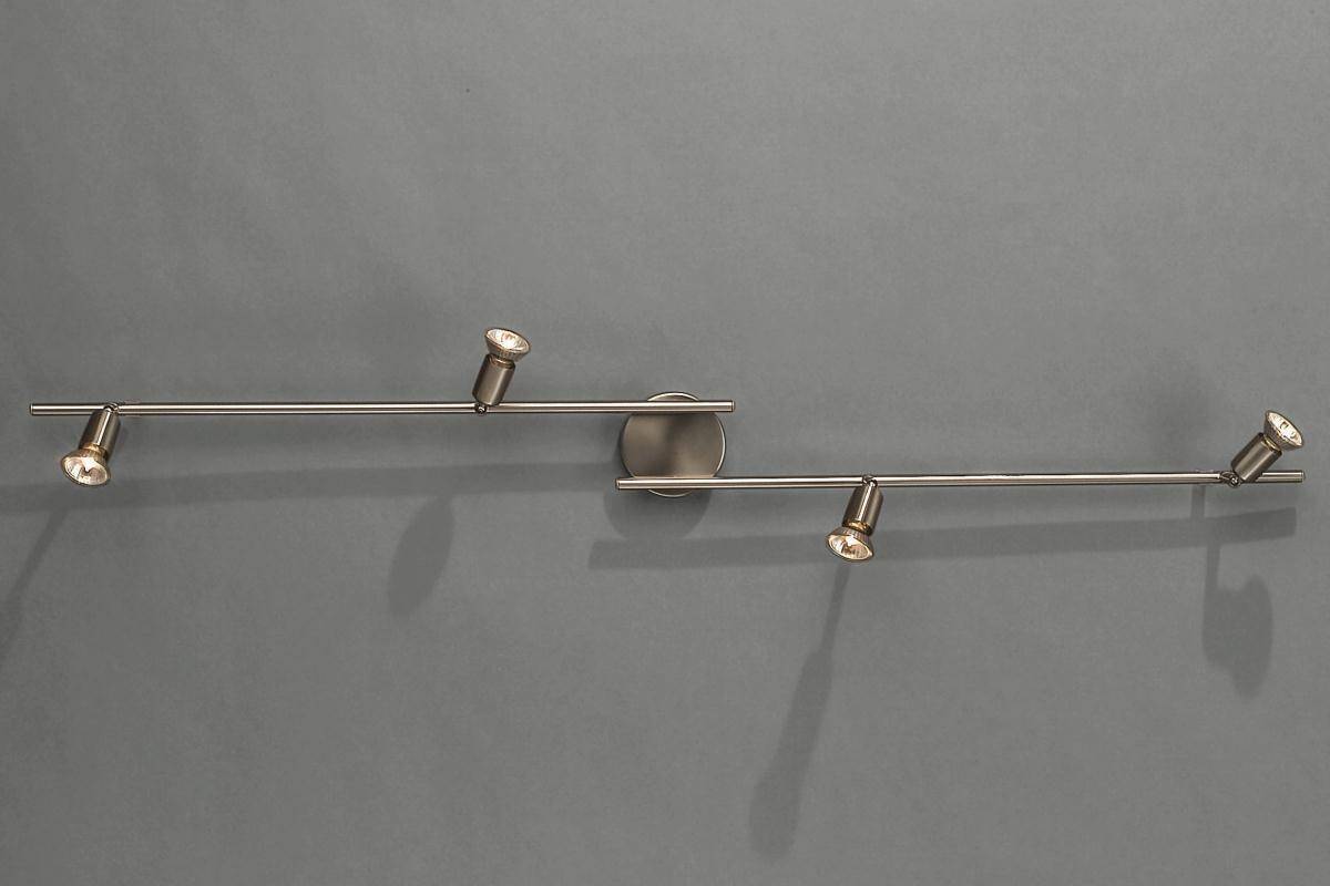 Halogen Deckenleuchte 4 Flammig Silber Metall 140cm lang Schwenkbar