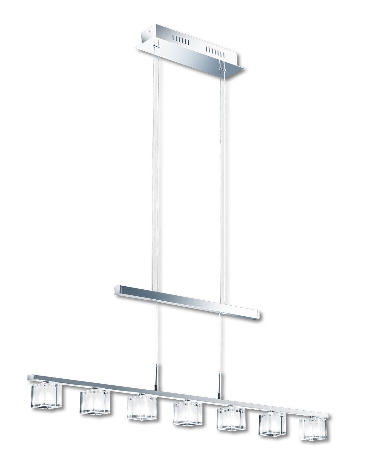 Hängeleuchte Chrom 7 flammig höhenverstellbar Kristallglas B 39cm H 150cm