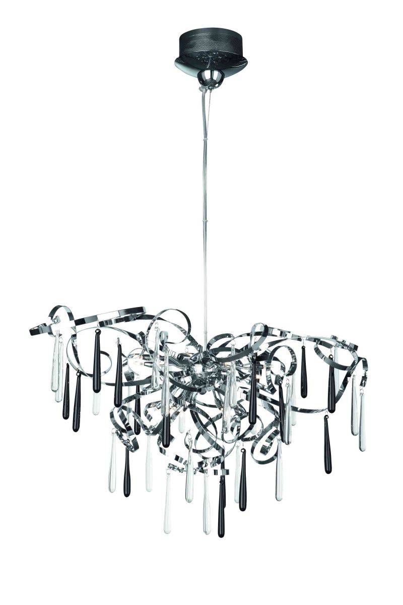 Große Philips Eseo Kronleuchter Hängeleuchte Lüster Glasbehang s/w Chrom 10 flg.