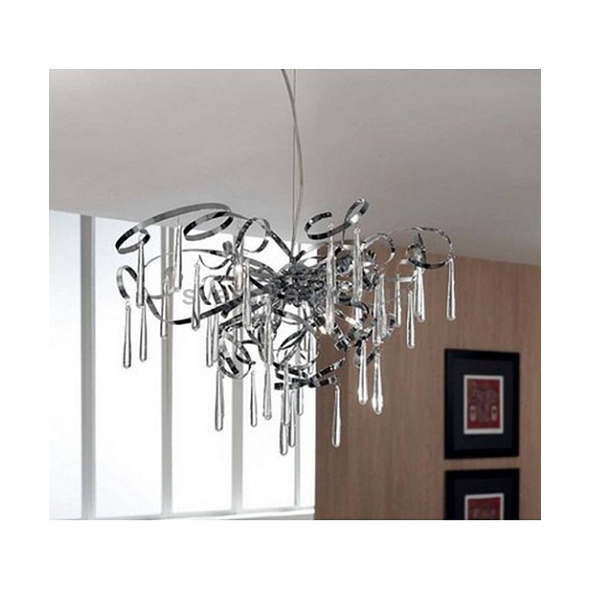 Große Philips Eseo Kronleuchter Hängeleuchte Lüster Glasbehang s/w Chrom 10 flg.