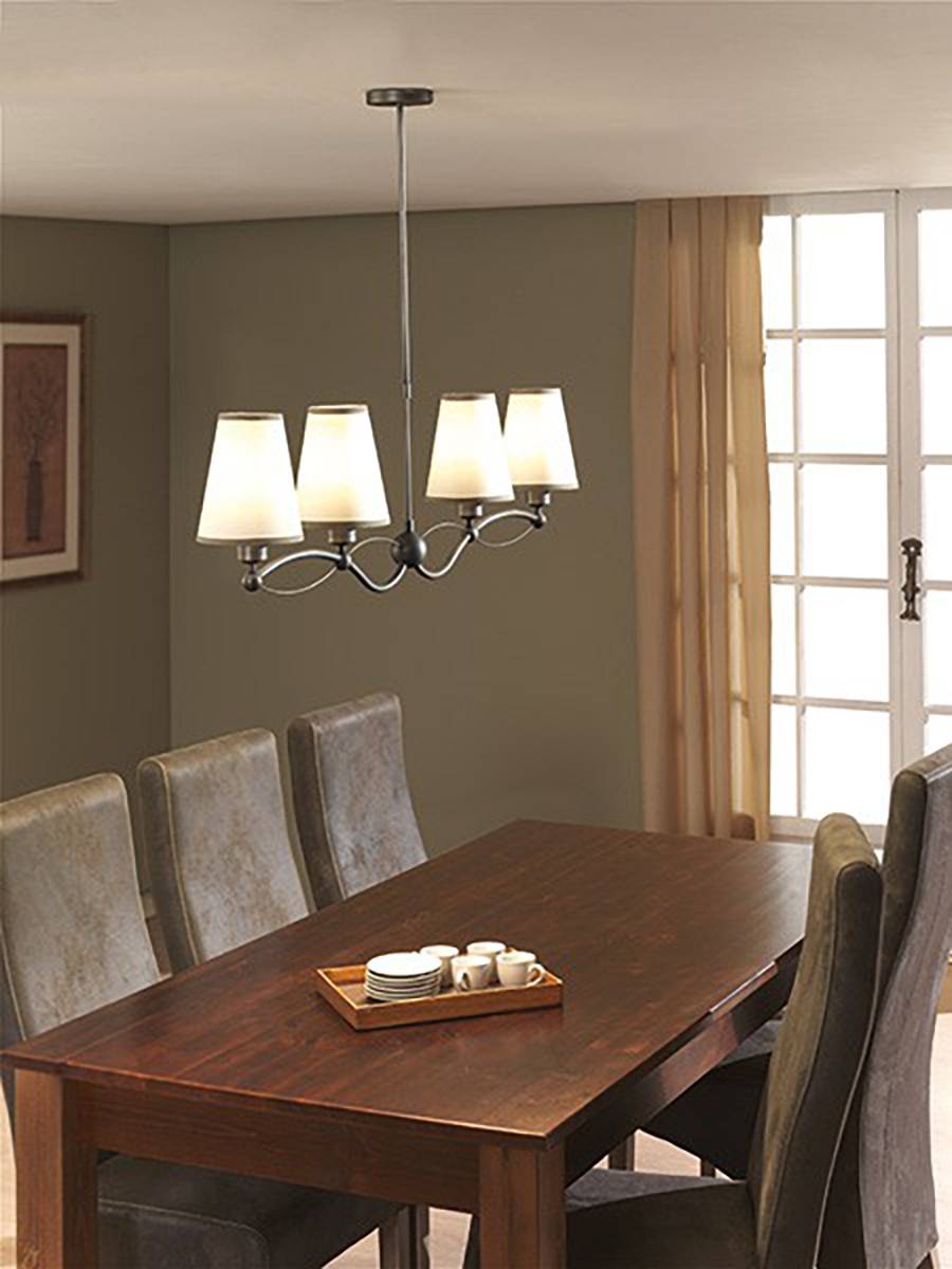 Hänge-/Pendelleuchte Macena 4xE27 max. 60W Stoff Rustikal Braun 111x15,4x116cm