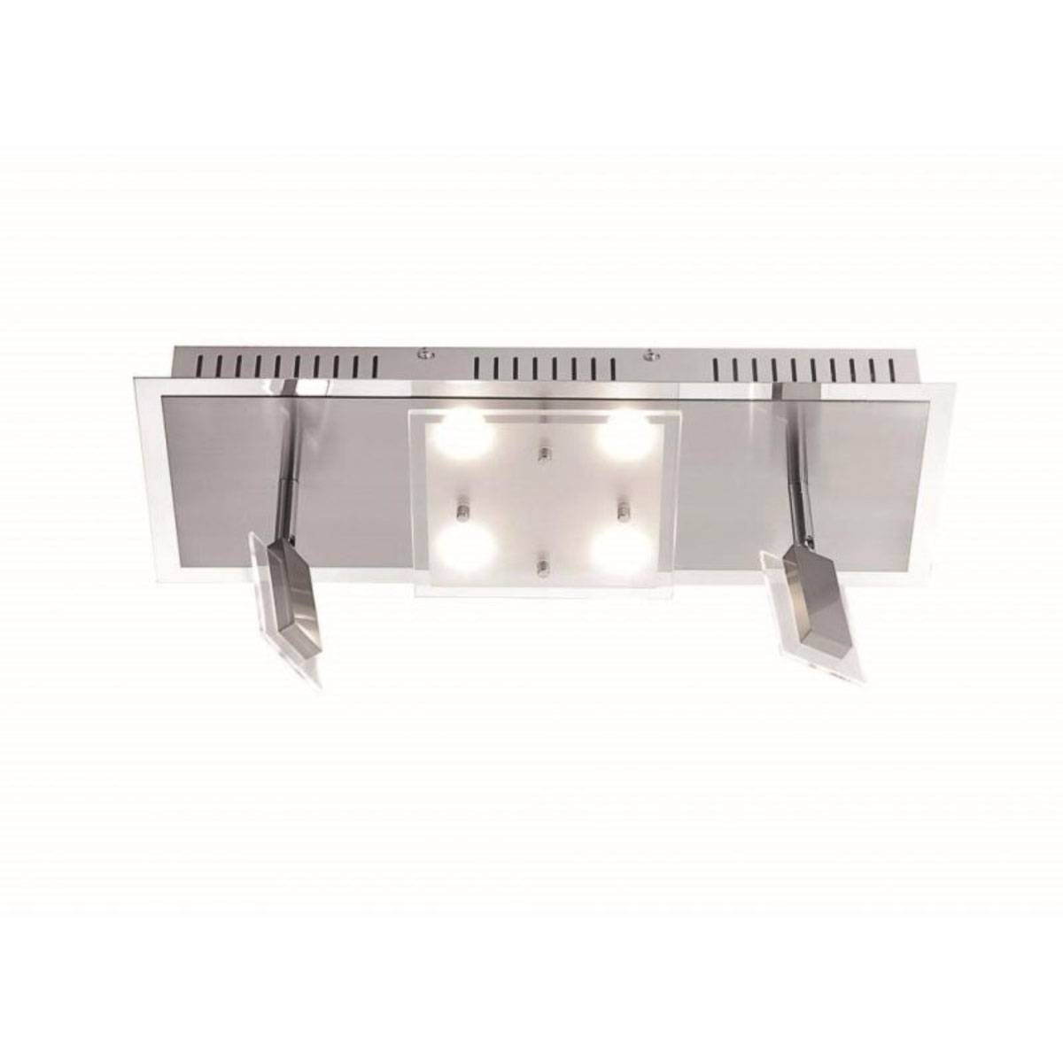 Fischer FLI LED Deckenleuchte 2x4,3W 4x1,4W Metall Glas Silber 3000K 50x18x20cm