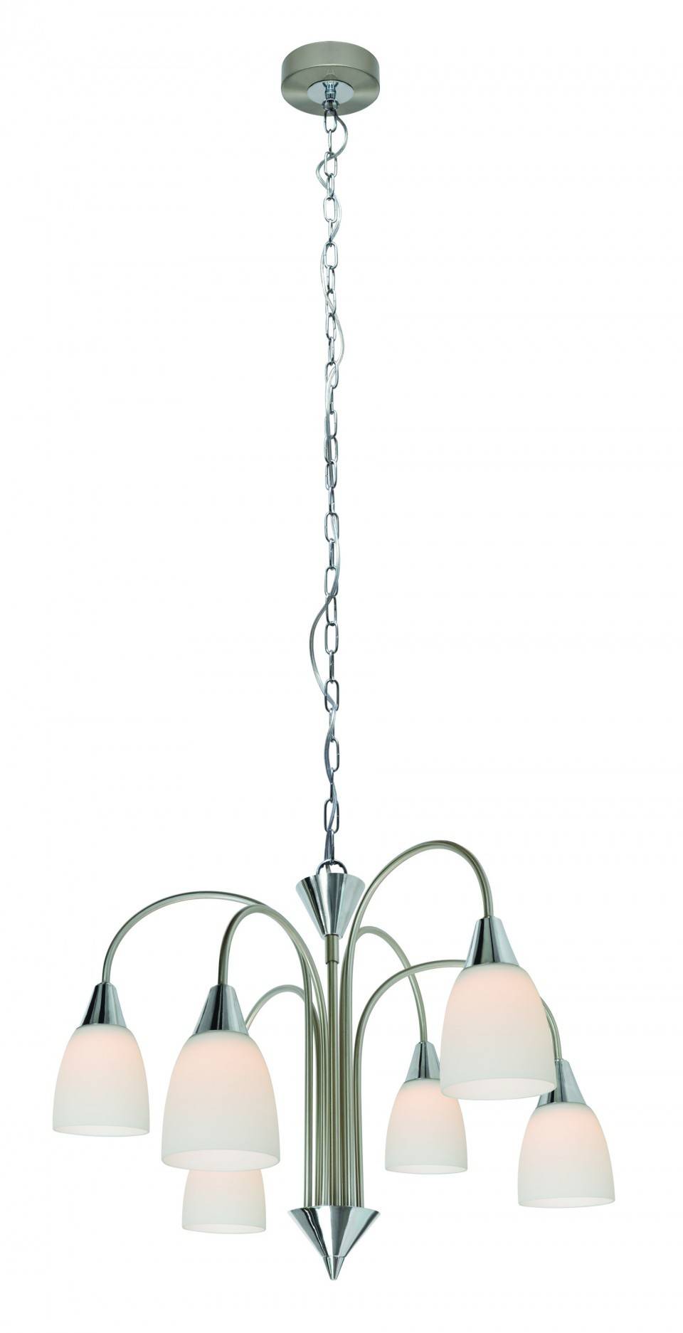 Wofi Hänge-/Pendelleuchte LED Casa Klassisch 6x5W/230V Silber Glas 150cm Ø50cm