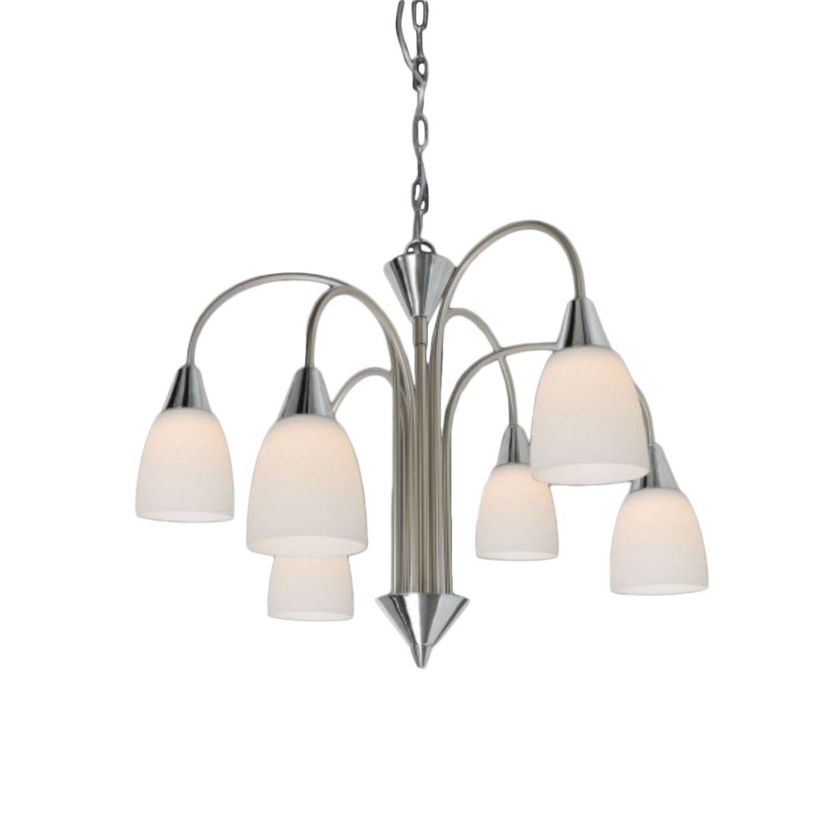 Wofi Hänge-/Pendelleuchte LED Casa Klassisch 6x5W/230V Silber Glas 150cm Ø50cm