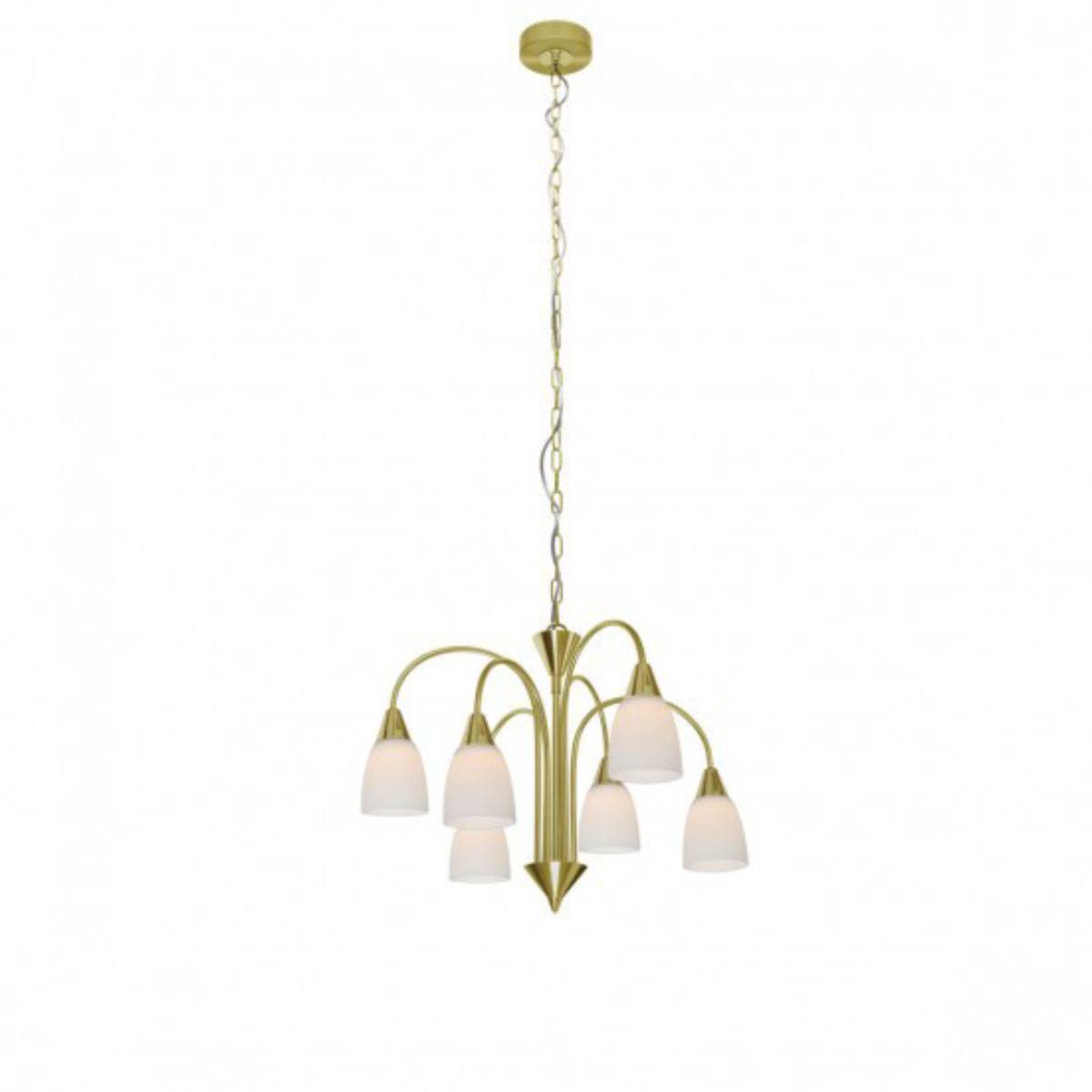 Wofi Casa Pendelleuchte 6xLED je 5W/230V Messing Glas Metall 430lm 150cm Ø50cm