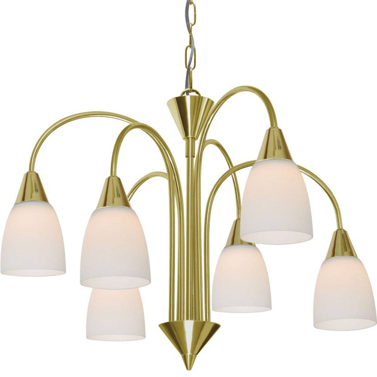 Wofi Casa Pendelleuchte 6xLED je 5W/230V Messing Glas Metall 430lm 150cm Ø50cm