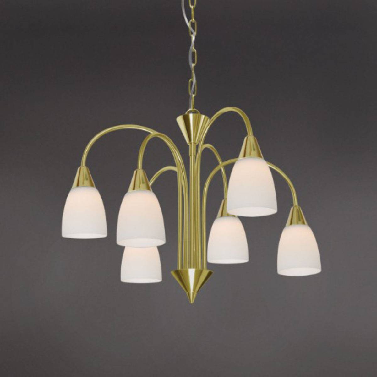 Wofi Casa Pendelleuchte 6xLED je 5W/230V Messing Glas Metall 430lm 150cm Ø50cm