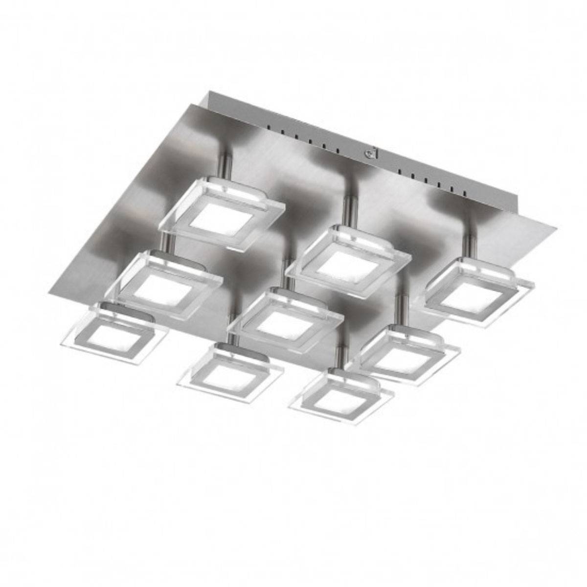Wofi LED Deckenleuchte Cholet 9x5W Schwenkbar Nickel Matt Glas 1800lm 35x35cm