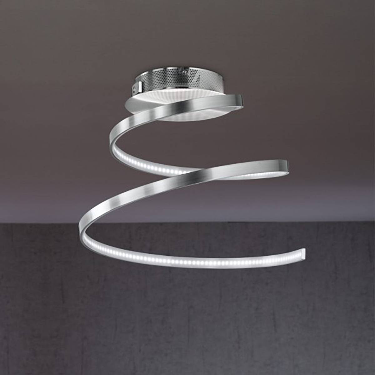 Wofi LED Deckenleuchte 19W/230V Metall Nickel Matt Spirale 1400lm 42x42x30cm