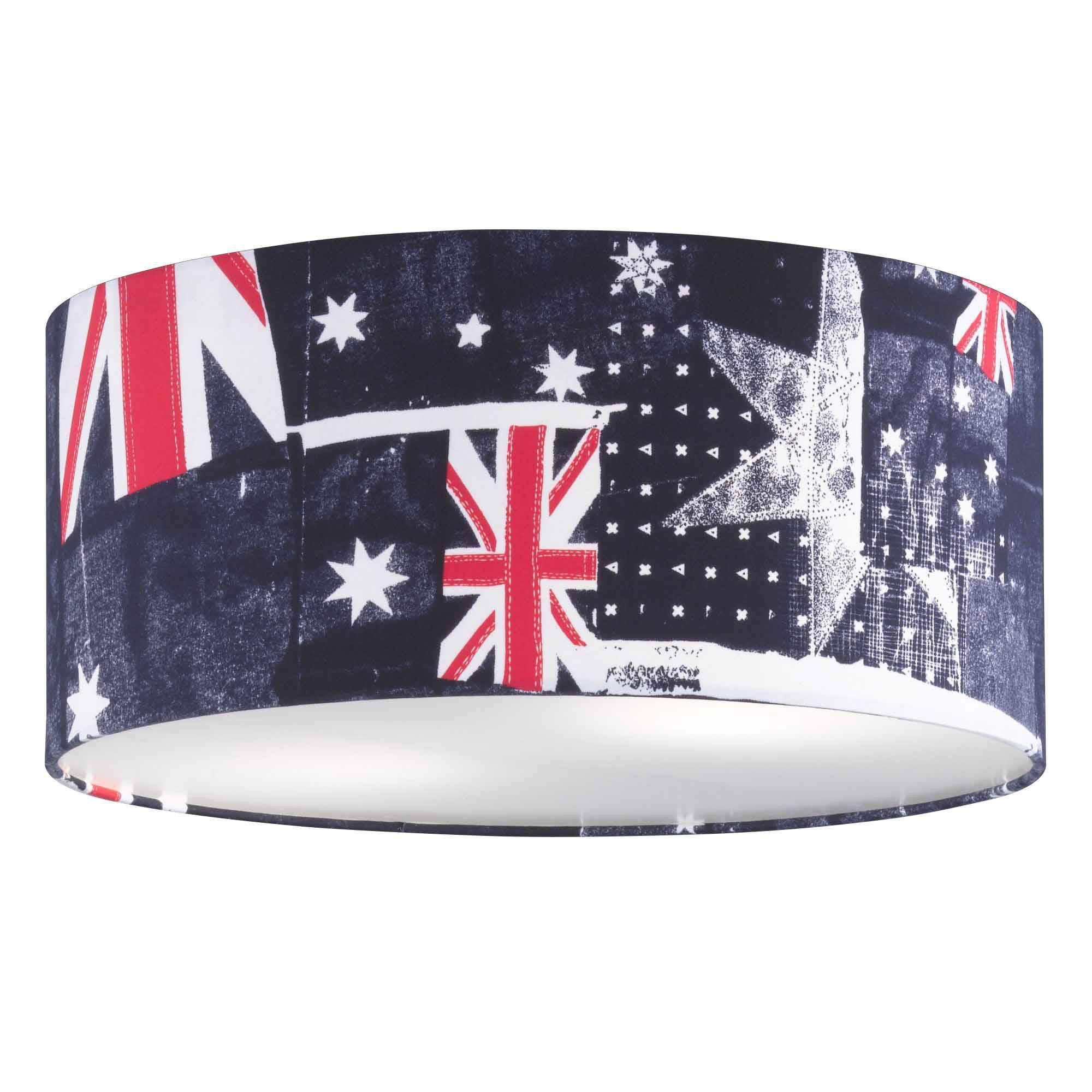 Deckenleuchte Banner Fahne Flagge Chrom Stoffschirm 2xE27 max.46W/230V Ø45cm