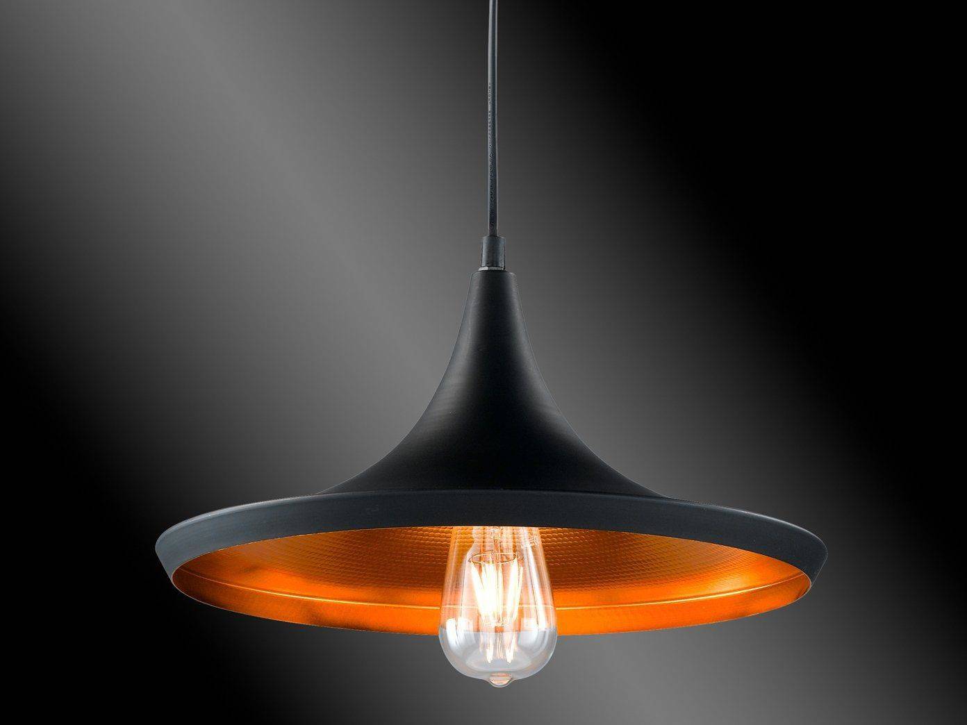 Hänge-/Pendelleuchte Metall Schwarz Gold E27 max. 46W/230V LED tauglich Ø37cm