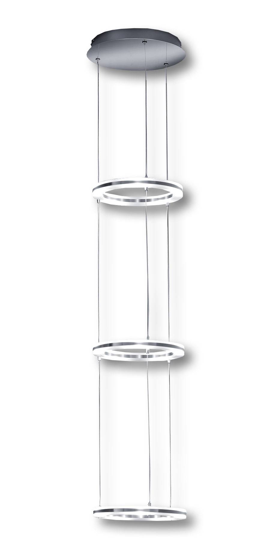 Deutsche LED Hängeleuchte Nickel Matt Chrom 50W/230V 5000lm Dimmbar Höhe 135cm