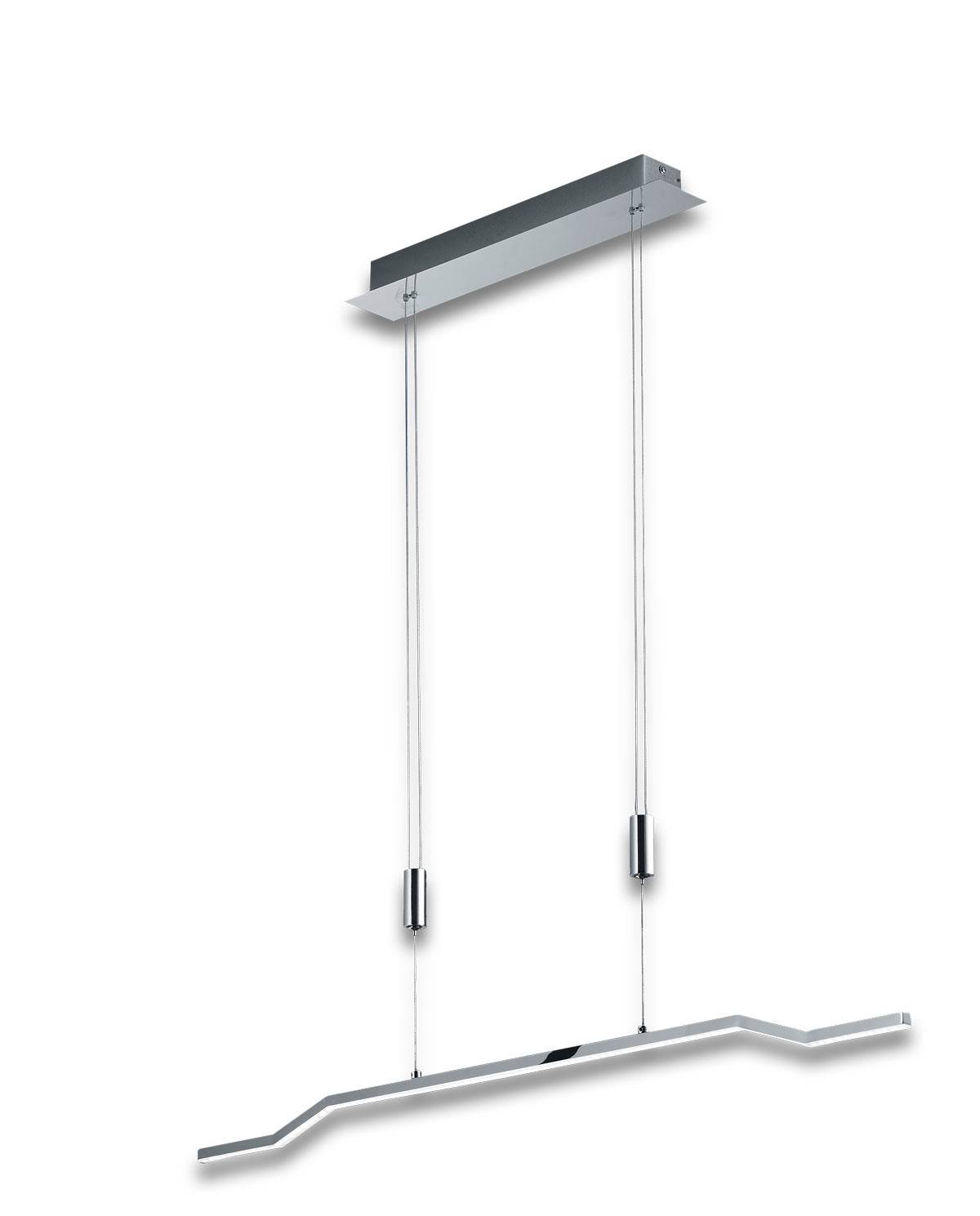 Deutsche LED Pendelleuchte Höhenverstellbar Chrom Glas Dimmbar 1800lm 20W 100cm