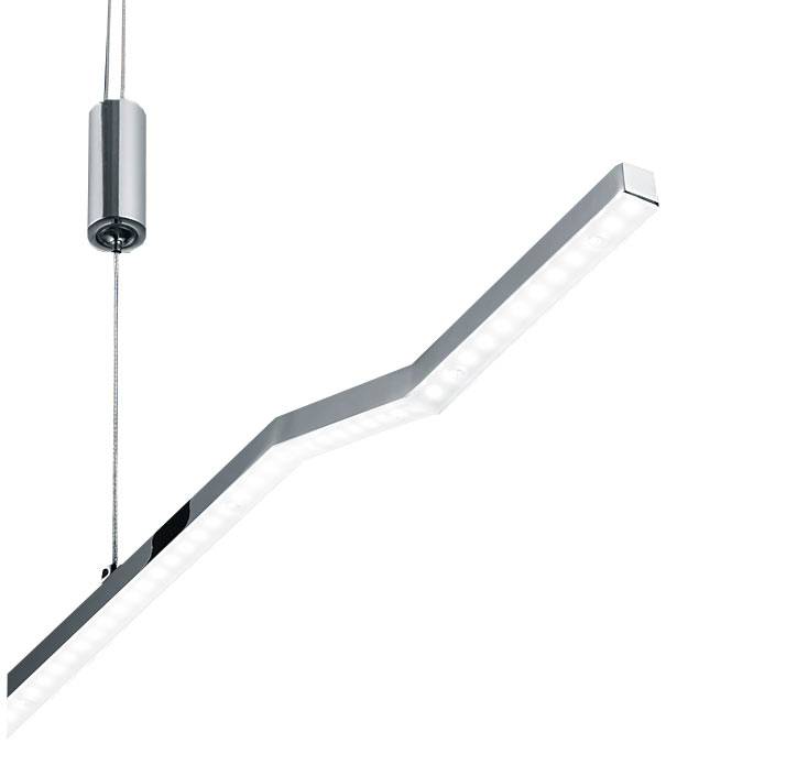 Deutsche LED Pendelleuchte Höhenverstellbar Chrom Glas Dimmbar 1800lm 20W 100cm