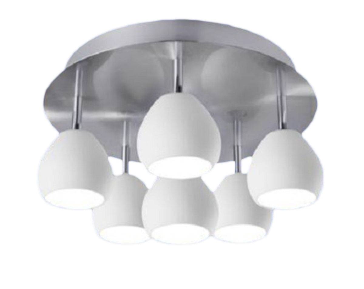 Halogen Deckenleuchte aus Opalglas Nickel matt 6xGY6,35 max. je 35W Ø38cm