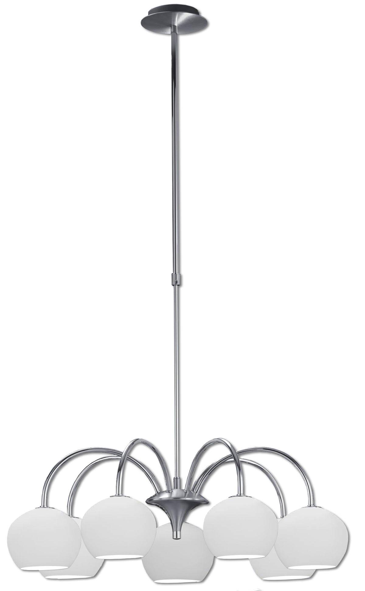 Halogen-Hängeleuchte 7x G9 Halogen Ø66cm höhenverstellbar Krone Nickel