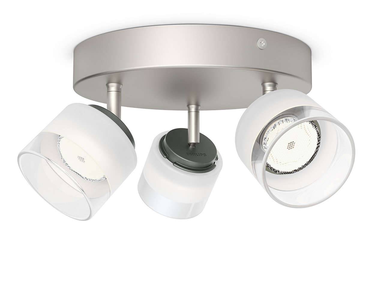 Philips LED Deckenleuchte 3x4W/230V Metall Glas Chrom 990lm 13,2cm Ø21cm