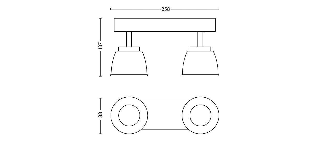 Philips LED Deckenleuchte 2x4W/230V Silber 660lm Schwenkbar Spot 13,7x25,8x8,8cm