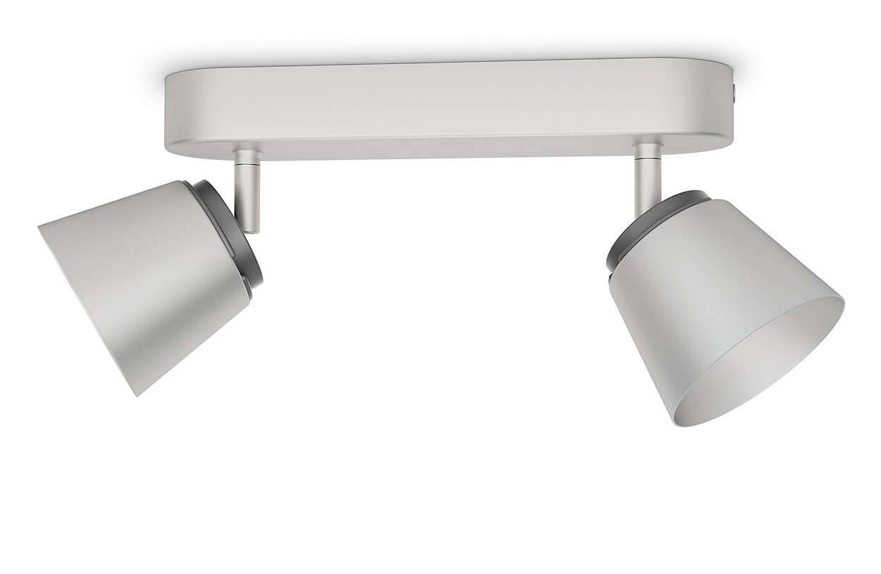 Philips Deckenleuchte 2x LED je 4W/230V Silber 660lm Schwenkbar 13,7x24,2x8,2cm