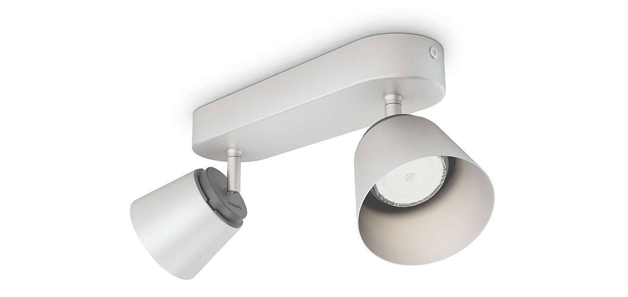 Philips Deckenleuchte 2x LED je 4W/230V Silber 660lm Schwenkbar 13,7x24,2x8,2cm