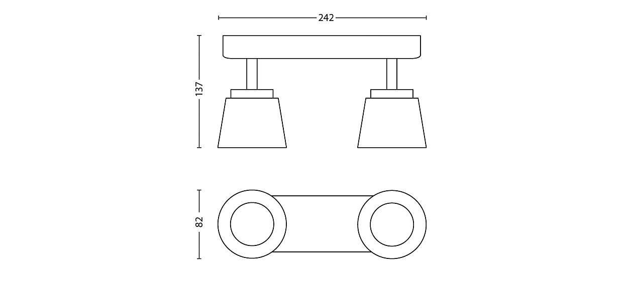 Philips Deckenleuchte 2x LED je 4W/230V Silber 660lm Schwenkbar 13,7x24,2x8,2cm
