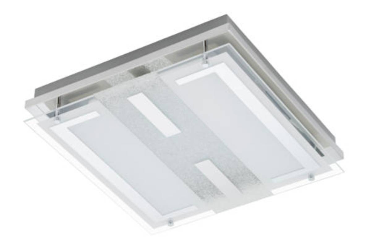 LED Deckenleuchte 24W/230V Glas Chrom 3-Stufen Dimmer 2100lm 3000K 32x32x8,5cm