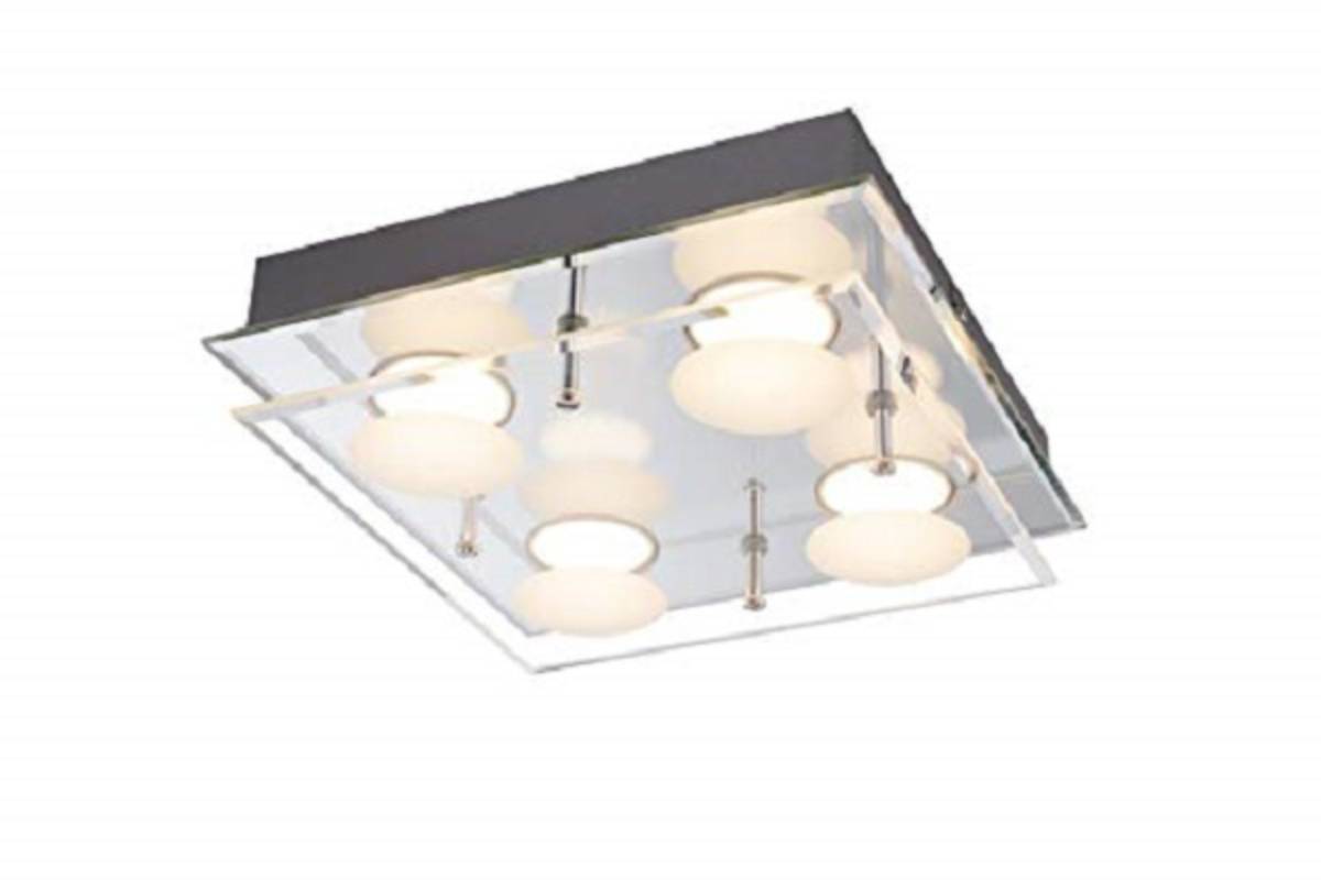 LED Deckenleuchte Badlampe Chrom 1400lm 3000K Glas Wechselschaltung Quadrat