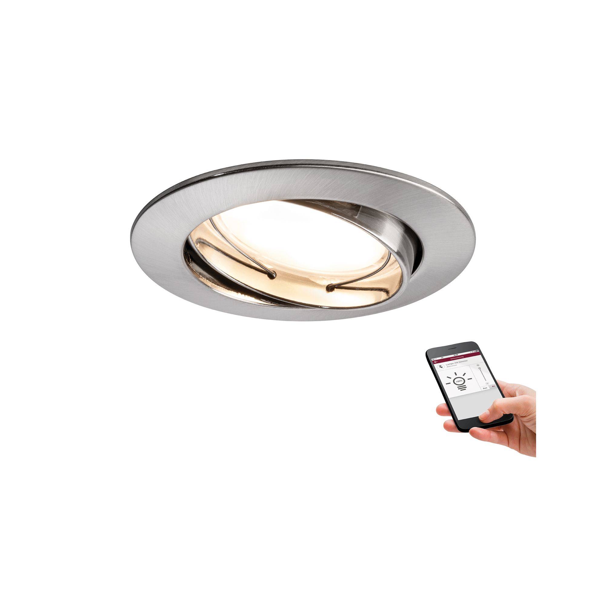 Smart Home Einbauleuchte 3er Set LED je 5,2W/230V IP23 Dimmbar Silber Ø8,3cm