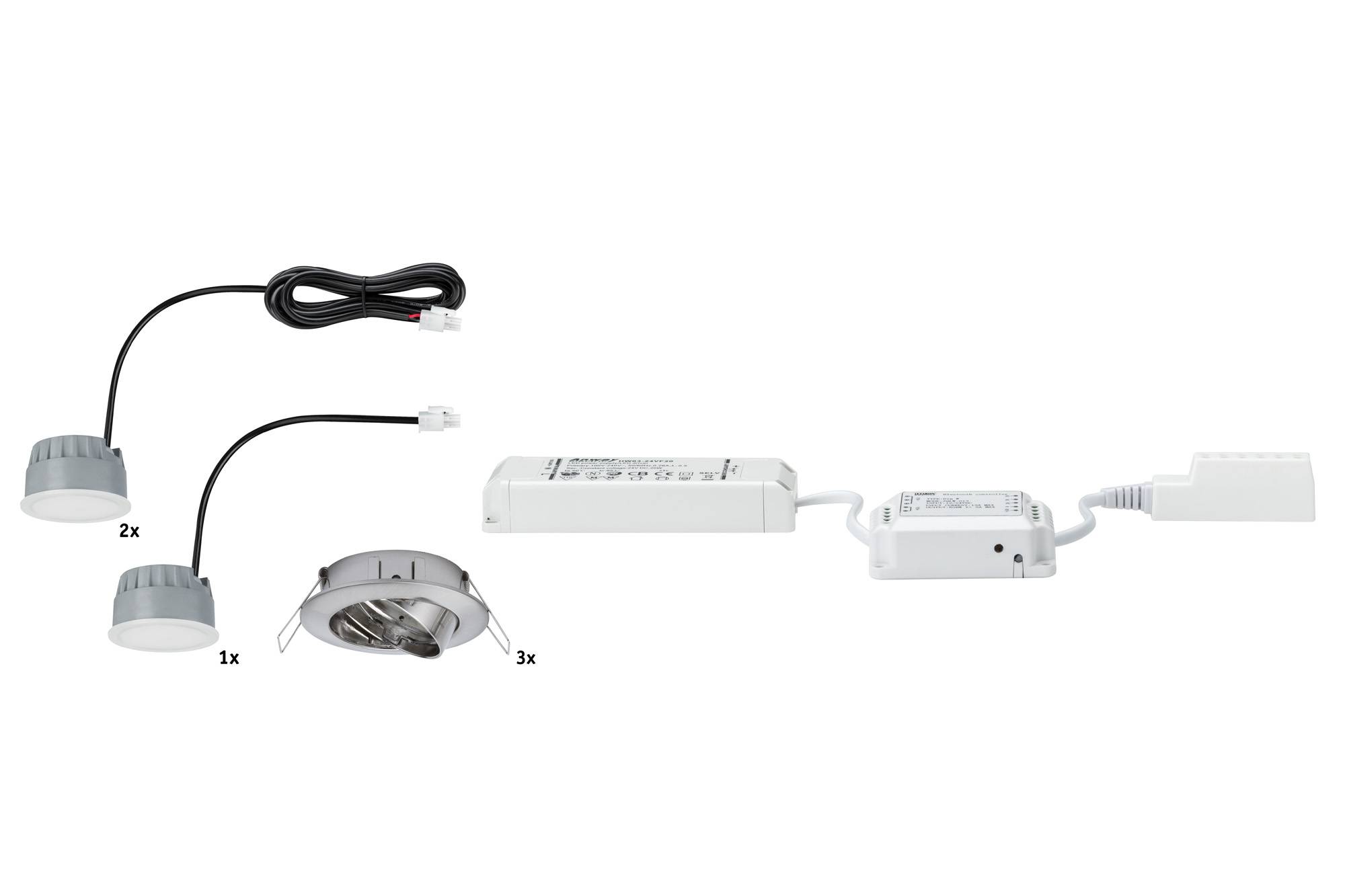 Smart Home Einbauleuchte 3er Set LED je 5,2W/230V IP23 Dimmbar Silber Ø8,3cm