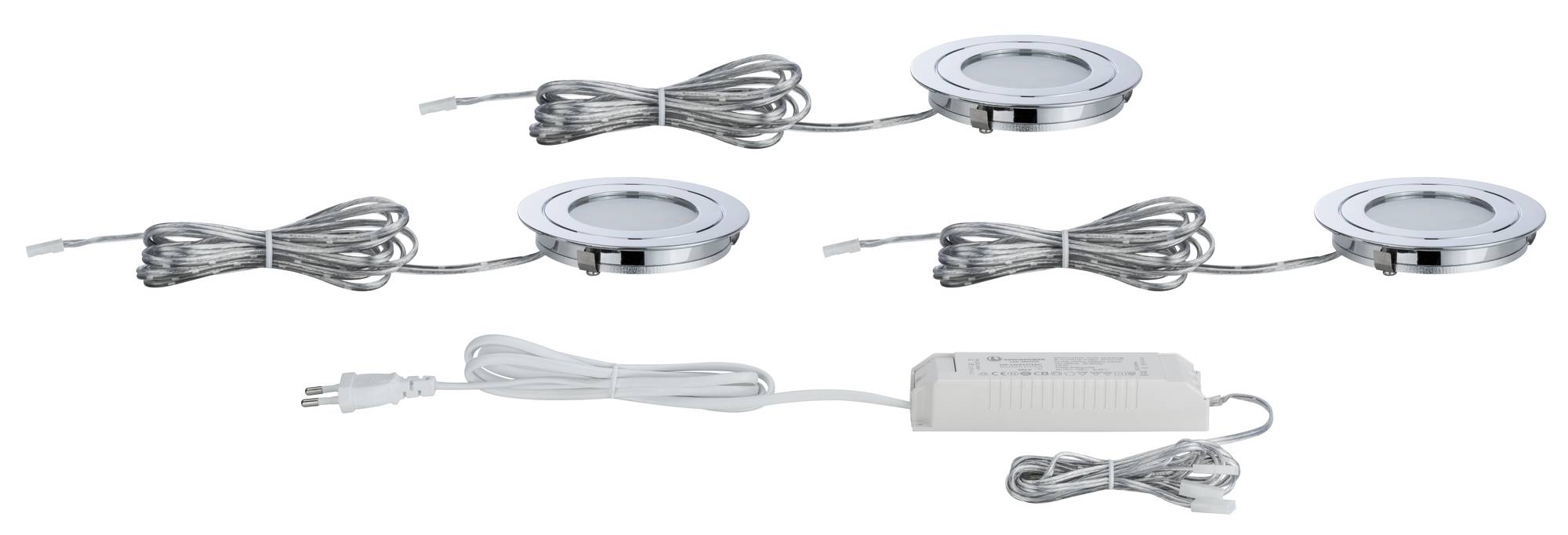 Möbeleinbauleuchten Einbauleuchten 3xLED je 5,6W/230V Chrom Dimmbar Flach Ø8,5cm