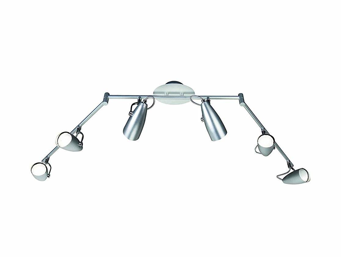 Energiespar Deckenleuchte 6x 10W GU10 230V Grau Metall Schwenkbar 145x10cm