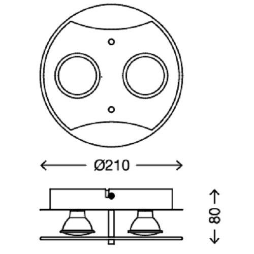 LED Deckenleuchte Chrom 2 Flammig GU10 Glas Rund Durchmesser 21cm