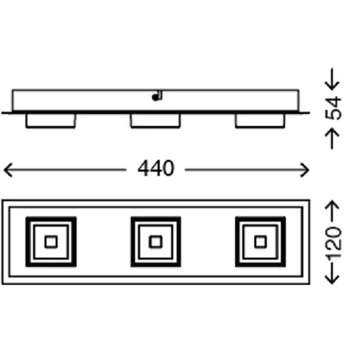 LED Wandleuchte Deckenleuchte 3 Flammig Gold Metall 1200lm Warmweiß 44x12x5,4cm LED Wandleuchte Deckenleuchte 3 Flammig Gold Metall 1200lm Warmweiß 44x12x5,4cm