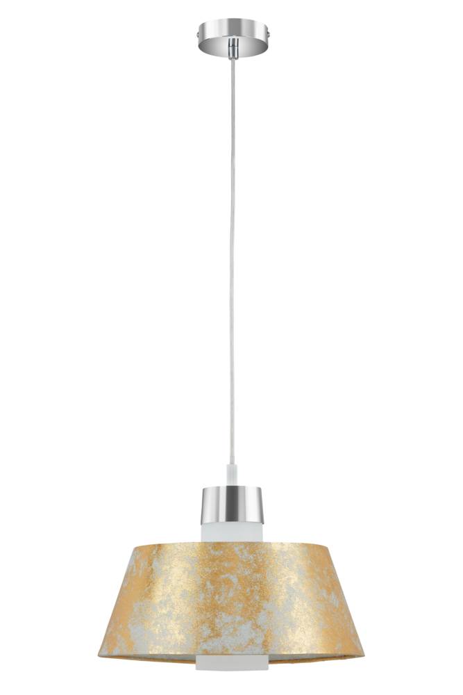 Hängeleuchte Pendelleuchte Kunststoffschirm Goldfarbig Ø 32cm Aufhängung Chrom